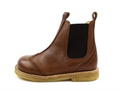 Angulus cognac ankle boots with perforated pattern